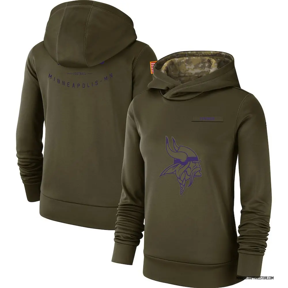 Women s Olive Minnesota Vikings 2018 Salute to Service Team Logo